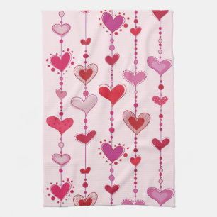 Heart Tiles Tea Towel