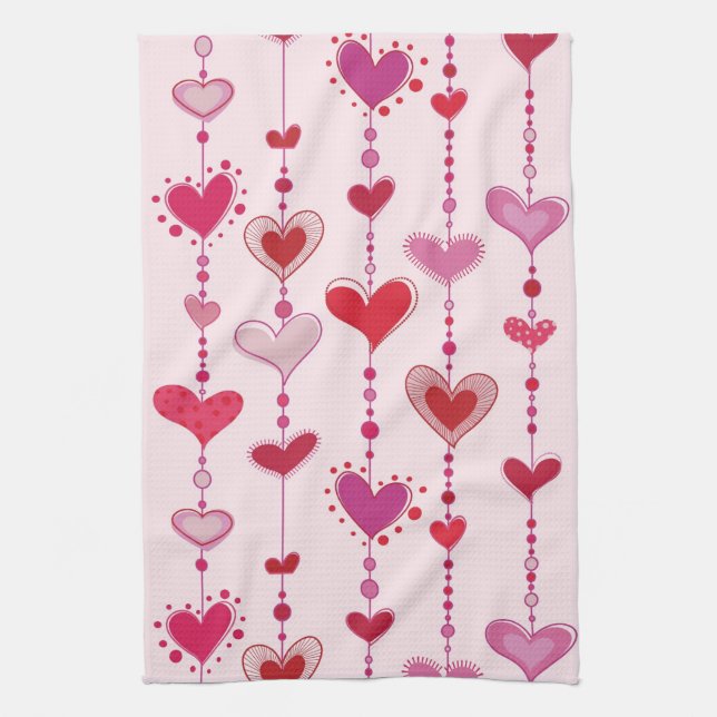 Heart Tiles Tea Towel (Vertical)