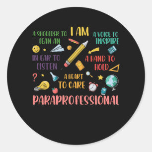 Heart To Care Paraprofessional Teachers Paraeducat Classic Round Sticker