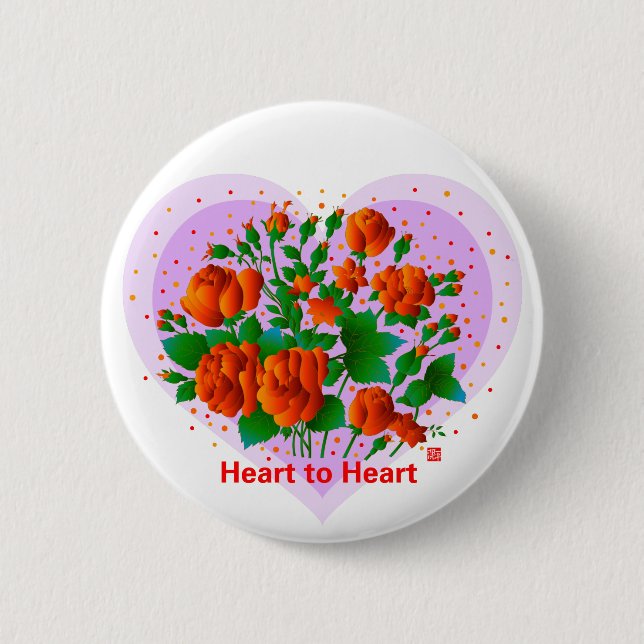 Heart To Heart 6 Cm Round Badge (Front)