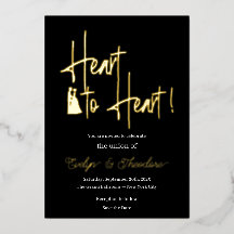 Heart to Heart Gold & White Foil Engagement Invita