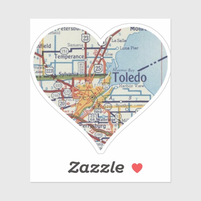 Heart Toledo OH Retro Map (Sheet)