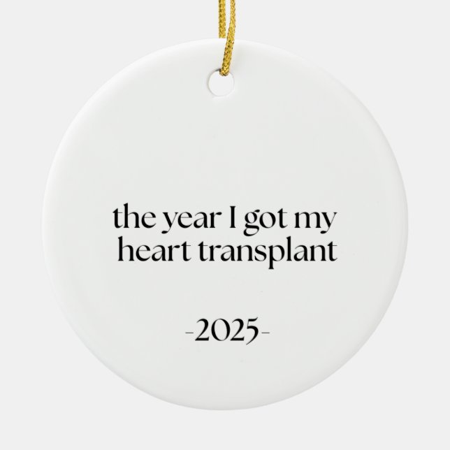 Heart Transplant Date Ceramic Tree Decoration (Front)