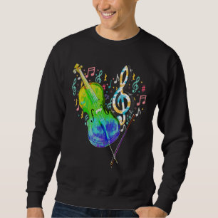 Heart Treble Clef Cello Player Music Notes Cellist Sweatshirt