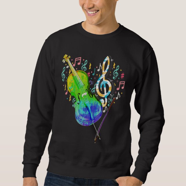 Heart Treble Clef Cello Player Music Notes Cellist Sweatshirt (Front)