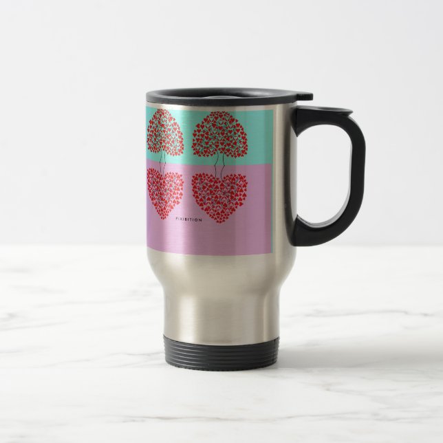 Heart Tree (blue & pink) Valentine's Travel Mug (Right)