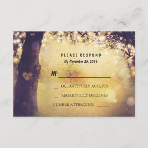 Heart Tree Lights Wedding RSVP Card