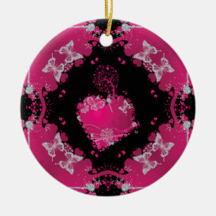 Heart Tree Of Love & Butterflies Ceramic Tree Decoration