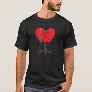 Heart Tree Roots Red Heart Love Family Couples Wed T-Shirt