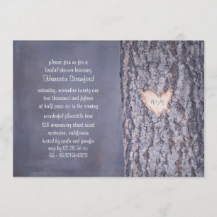 heart tree rustic country bridal shower invite