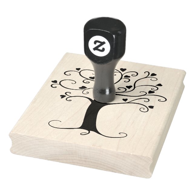 Heart Tree Silhouettes, 4" x 5" Rubber Stamp (Stamp)