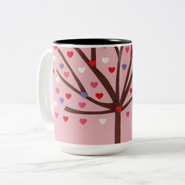 Heart Tree Two-Tone Coffee Mug (Front Left)