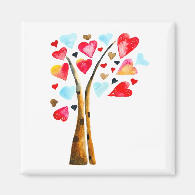 Heart tree valentines watercolor art magnet (Front)
