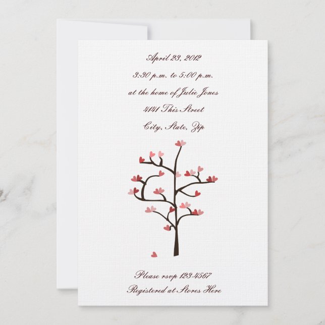 Heart Tree Wedding Shower Invitation (Front)