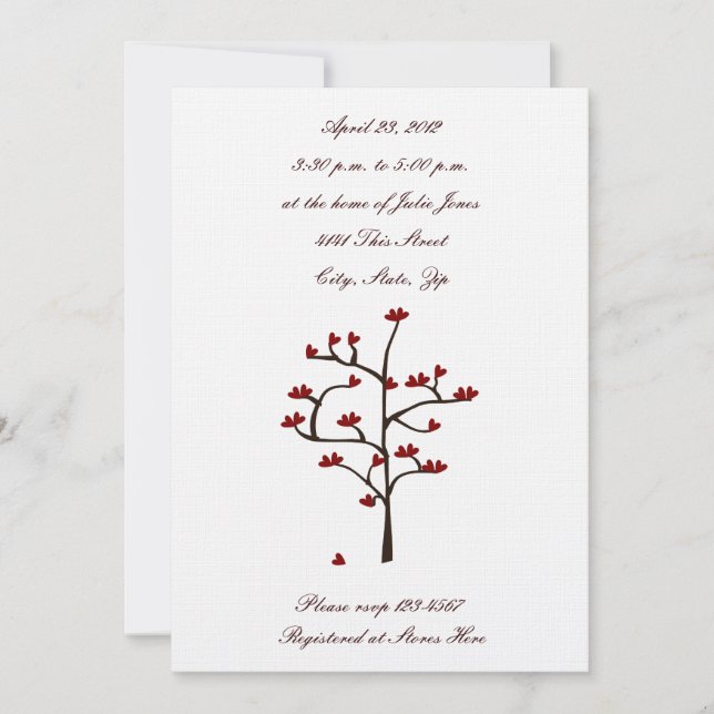 Heart Tree Wedding Shower Invitation (Front)