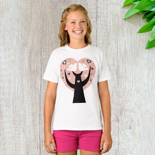 Heart Tree With Two Birds Girls T-Shirt