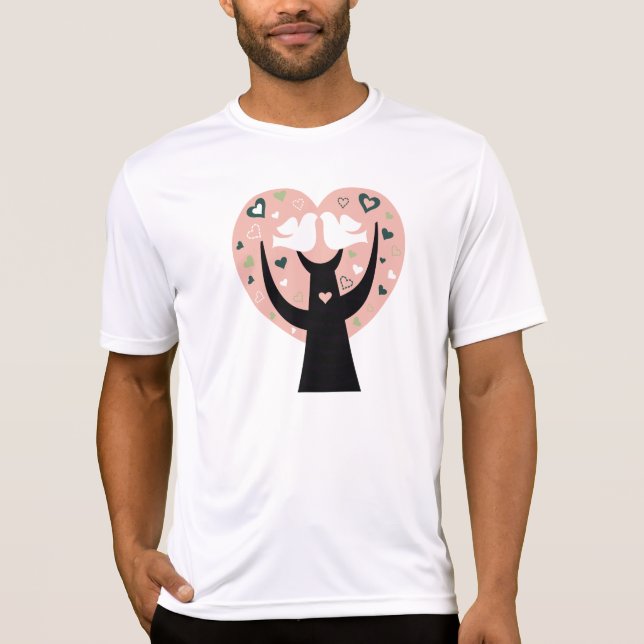 Heart Tree With Two Birds Mens Active Tee (Front)