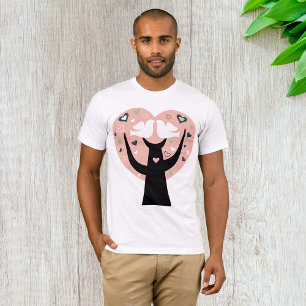 Heart Tree With Two Birds Mens T-Shirt