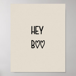 Heart Typography Hey Boo Poster