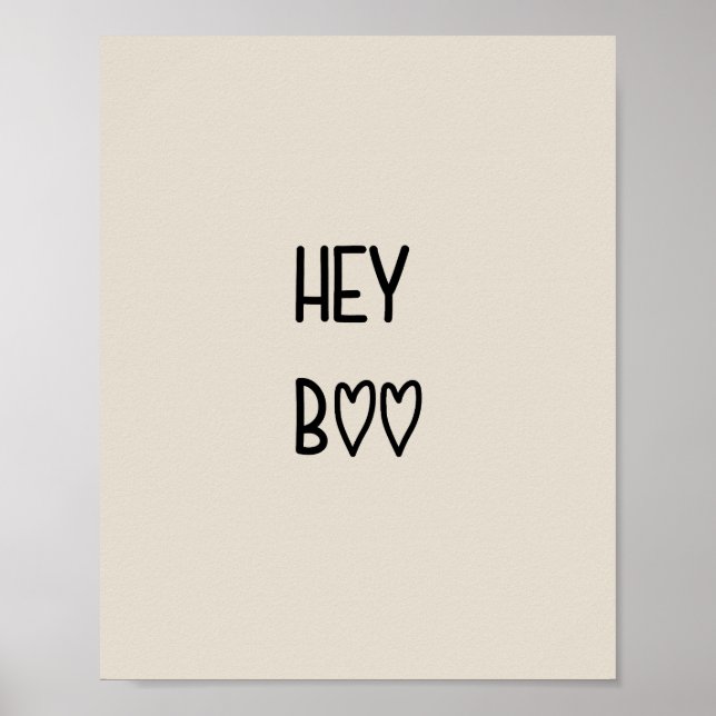 Heart Typography Hey Boo Poster (Front)