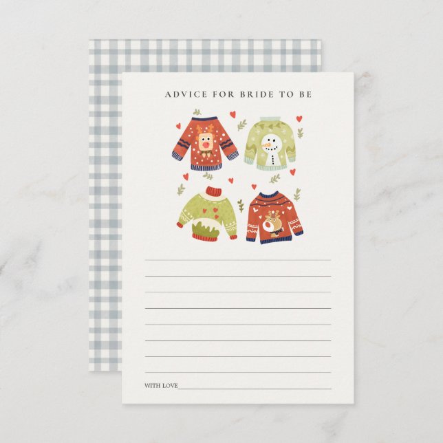 Heart Ugly Sweater Advice For Bride Bridal Shower Enclosure Card (Front/Back)