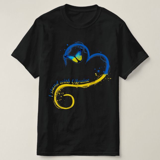 Heart Ukraine Butterfly Ukrainian Flag I Stand Wit T-Shirt (Design Front)