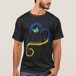 Heart Ukraine Butterfly Ukrainian Flag I Stand Wit T-Shirt