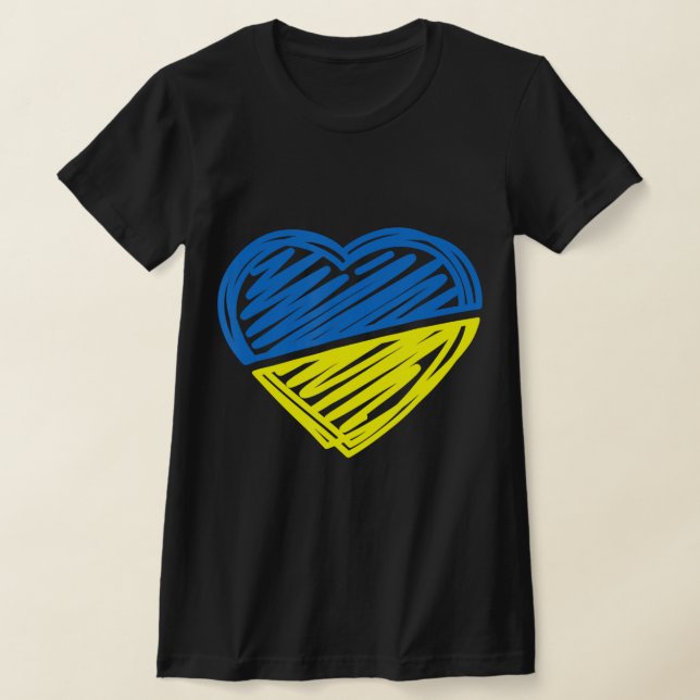 Heart Ukraine I Stand With Ukraine Ukrainian Flag  T-Shirt (Laydown)