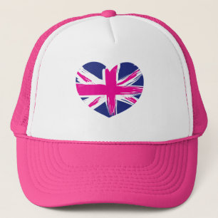 Heart Union Jack Flag Cap/Hat Trucker Hat