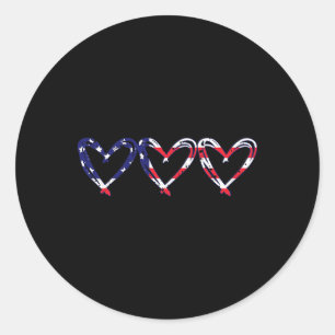 Heart Us American Flag Funny 4th Of July Independe Classic Round Sticker