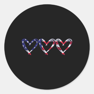 Heart Us American Flag Funny 4th Of July Independe Classic Round Sticker