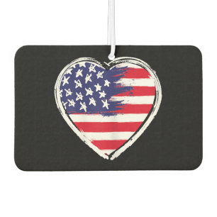 Heart US Flag 4th of July Patriotic American Stars Car Air Freshener