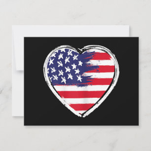 Heart US Flag 4th of July Patriotic American Stars Holiday Card