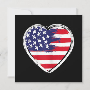 Heart US Flag 4th of July Patriotic American Stars Thank You Card