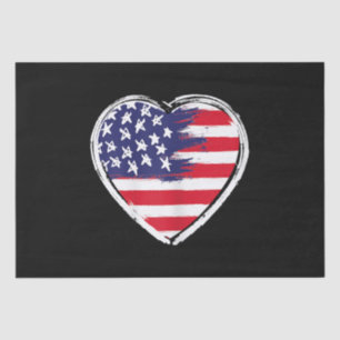 Heart US Flag 4th of July Patriotic American Stars Tissue Paper
