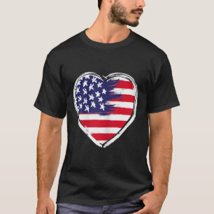 Heart Us Flag 4th Of July Patriotic American T-Shirt