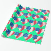 Heart USA Flag Blue Wrapping Paper