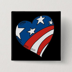 Heart USA Flag Tshirts and Gifts 15 Cm Square Badge