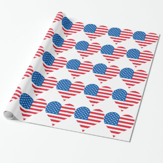 Heart USA Flag Wrapping Paper