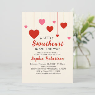 Heart Valentine Red Pink Baby Shower Party  Invitation
