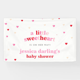 Heart Valentine Theme Baby Girl Shower Red Pink Banner