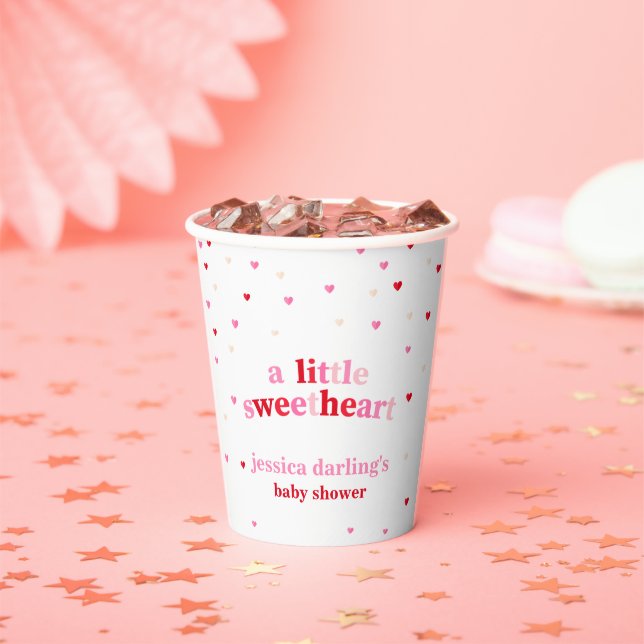 Heart Valentine Theme Baby Girl Shower Red Pink Paper Cups (Insitu)