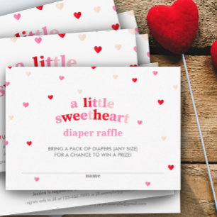 Heart Valentine Theme Baby Shower Diaper Raffle E Enclosure Card