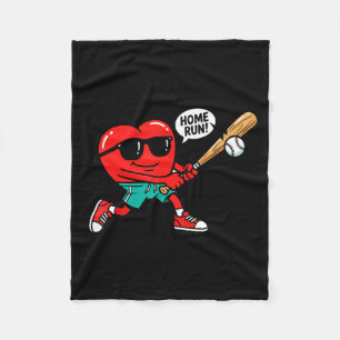 Heart valentines day baseball men boys kids teens  fleece blanket