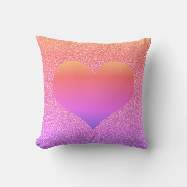 Heart Valentine's Day Birthday Rose Gold Glittery Cushion (Front)