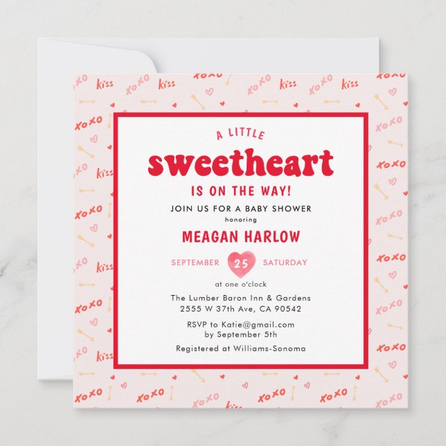 Heart Valentine's Day February Baby Shower Invitation (Front)
