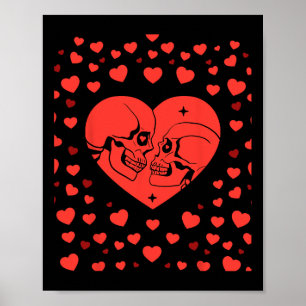 Heart Valentines Day Funny Bones Skull Love Women Poster