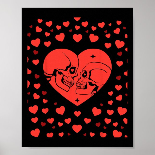 Heart Valentines Day Funny Bones Skull Love Women  Poster (Front)