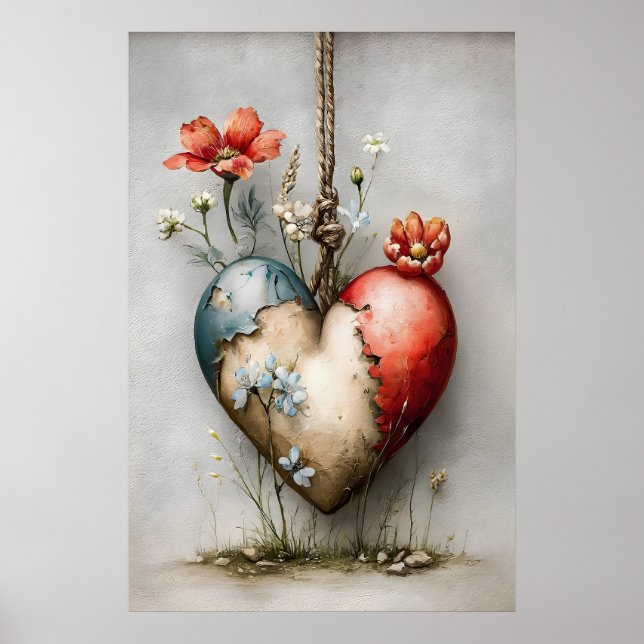 Heart Valentine's Day print, Spring Wall Art (Front)