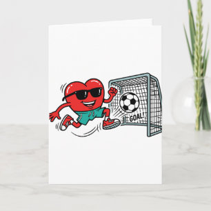 Heart Valentines Day Soccer Men Boys Kids Teens  Card